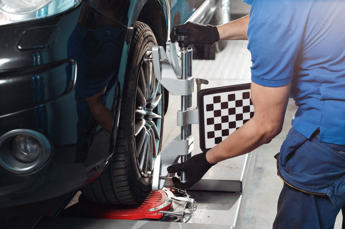 alignment being done on a vehicle