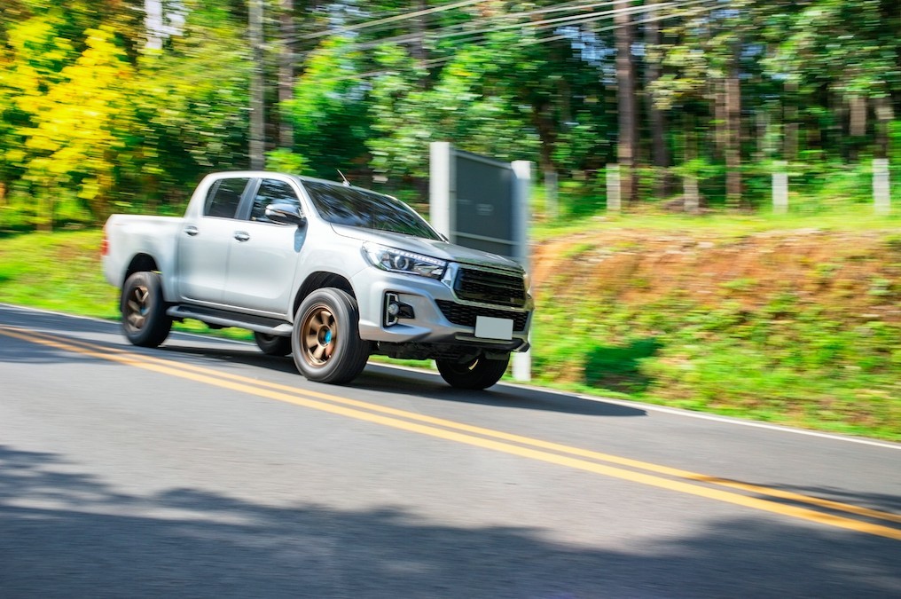 truck driving on road